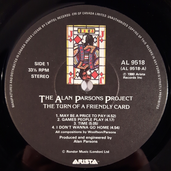 Alan Parsons Project - The Turn Of A Friendly Card - Vinyl LP Record - Picture 3 of 4